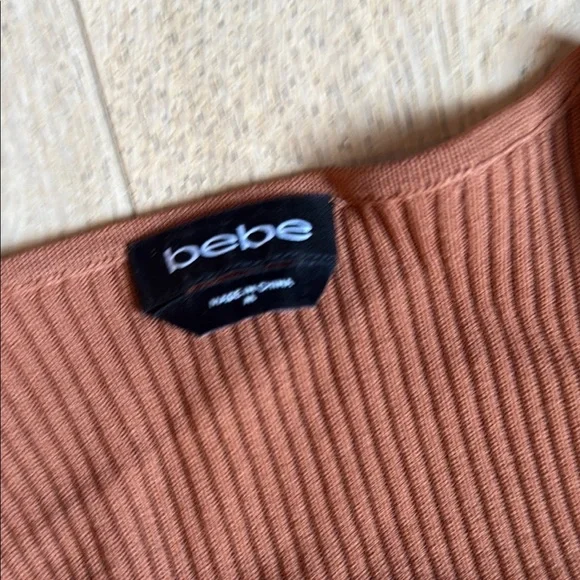 Bebe Rust Ribbed Crop Top with matching skirt - Picture 2 of 4